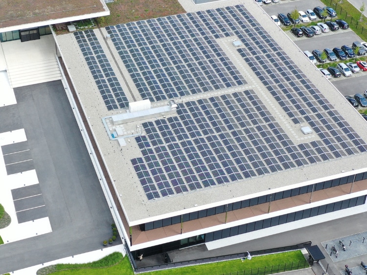 Solar Panels on the roof of a building